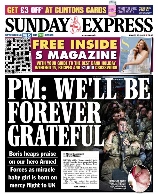 Sunday Papers - ‘Afghan blame game Erupts’ & ‘UK out of Afghanistan after 20 years’
