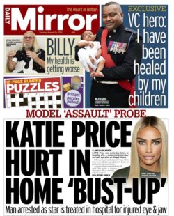 Daily Mirror – ‘Katie Price hurt in home bust-up’