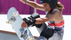 Sky Brown, 13, becomes Britain’s youngest Olympic medallist with skateboard bronze