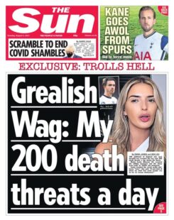 The Sun – ‘Jack Grealish wag 200 death threats’