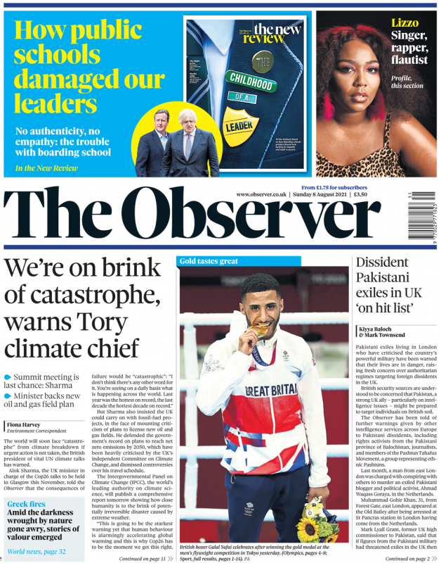 Sunday papers - ‘Climate crisis warning’, and ‘Cut travel costs to save summer’ 