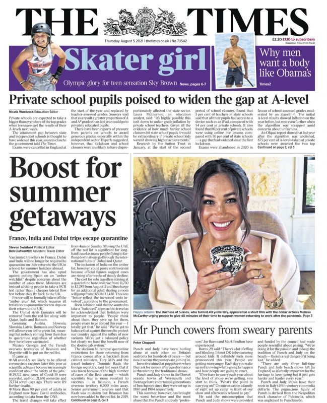 The Times - ‘Boost for summer getaways’