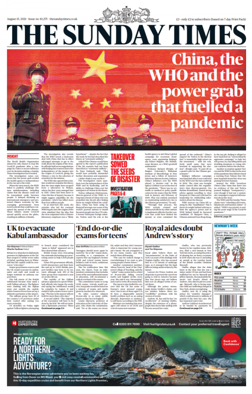 The Sunday Times - ‘China, the WHO and the power grab that fuelled a pandemic’