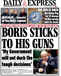 Daily Express – ‘Boris sticks to his guns’