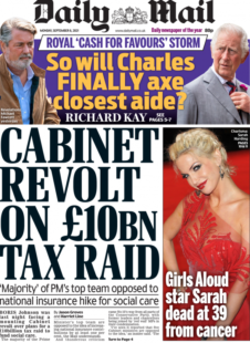 Daily Mail – ‘Cabinet revolt on £10b tax raid