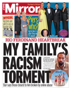 Daily Mirror – ‘Rio Ferdinand: My family’s torment’