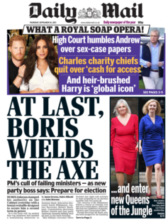 Daily Mail – ‘At last Boris wields the axe’