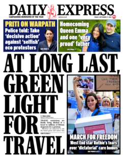 The Daily Express – ‘Green light for travel’