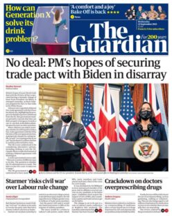 The Guardian – ‘PM’s hopes of US deal in disarray’