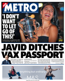 The Metro – ‘Sajid Javid ditches vaccination passports’