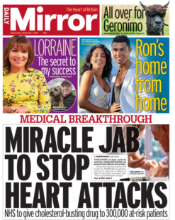 Daily Mirror – ‘Miracle jab to stop heart attacks and Strokes’
