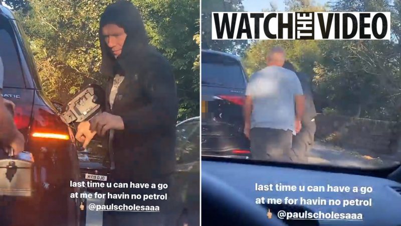 Man Utd legend Paul Scholes tops up petrol by roadside with jerry can as UK gripped by fuel crisis