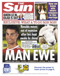 The Sun – ‘Ronaldo moves out of Manchester mansion’