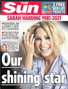 The Sun – Sarah Harding: ‘Our shining star’