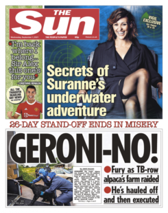 The Sun – ‘Geroni…NO! 26 day standoff ends in misery’