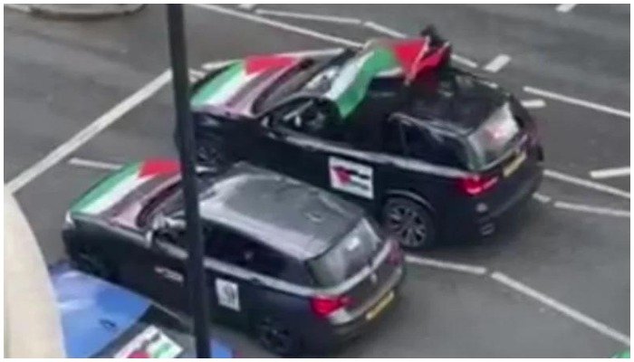 Accused of anti-Semitism - A convoy of cars participating in a pro-Palestine rally on May 16 in North London.