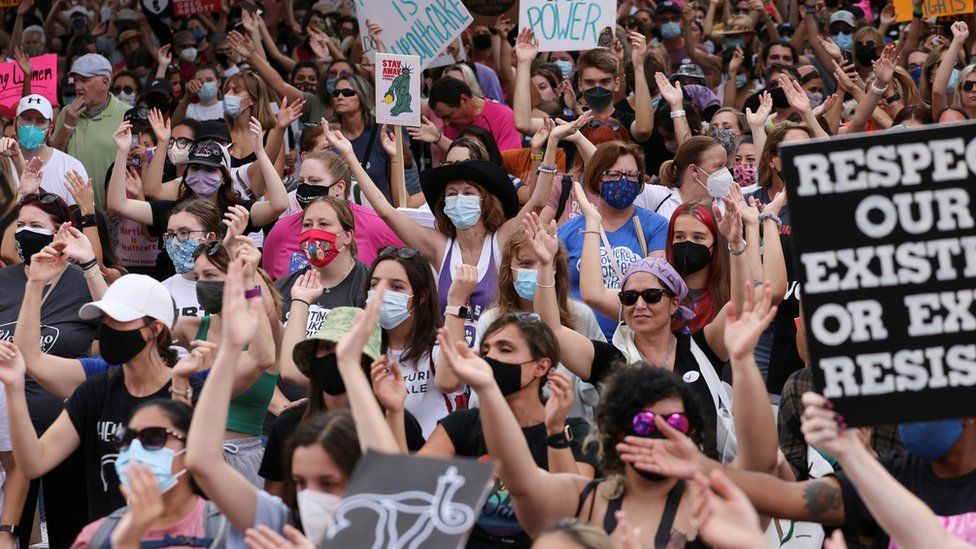 Abortion rights march Texas following last months legislation to make a termination illegal after 6 weeks even in rape cases