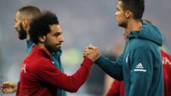 Cristiano Ronaldo (right) has won all four matches he has played against Mohamed Salah