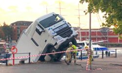 Lorry falls into water at Bristol harbour