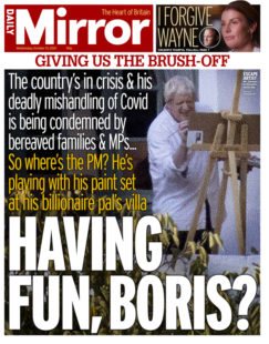 Daily Mirror – ‘Boris Johnson on holiday as UK in crisis’