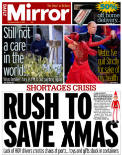 Daily Mirror – ‘Shortages crisis: Rush to save Christmas’