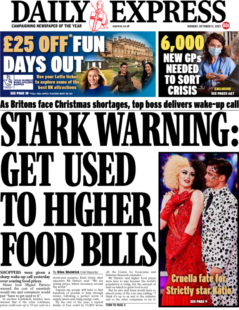 Daily Express – ‘Get use to higher food bills’