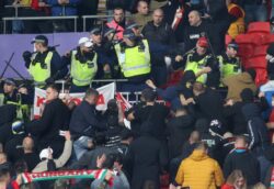 Hungary fans clash with police during World Cup qualifier against England at Wembley