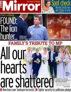 Daily Mirror - ‘David Amess: All our hearts are shattered’