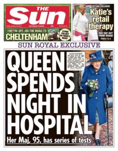 The Sun – ‘Queen spends night in hospital’
