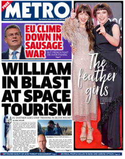 The Metro – ‘William in blast at space tourism’