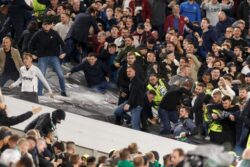 Violent scenes as West Ham and Rapid Vienna fans clash at the London Stadium