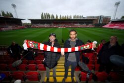 Rob McElhenney and Ryan Reynolds vow to ‘dream big’ in effort to take Wrexham to Premier League