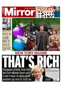 Daily Mirror – ‘New Tory shame – that’s rich’