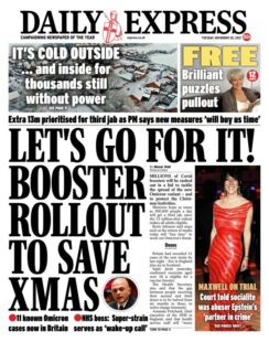 Daily Express – ‘Booster rollout to save Christmas’