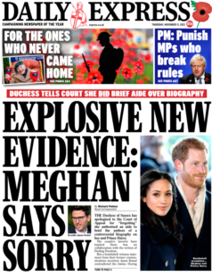 Daily Express – ‘Meghan says sorry’