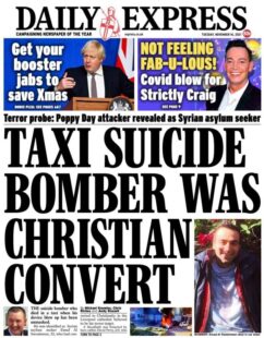 Daily Express – ‘Taxi suicide bomber was Christian convert’
