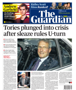 The Guardian – ‘Tories plunged into crisis after sleaze rules U-turn’