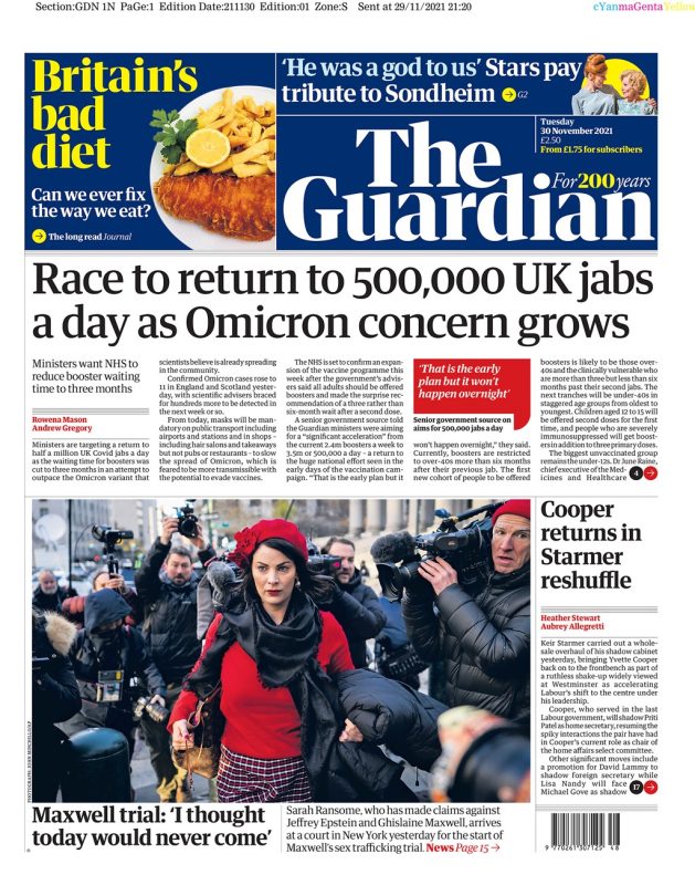 The Guardian - ‘Race to return to 500K jabs a day’