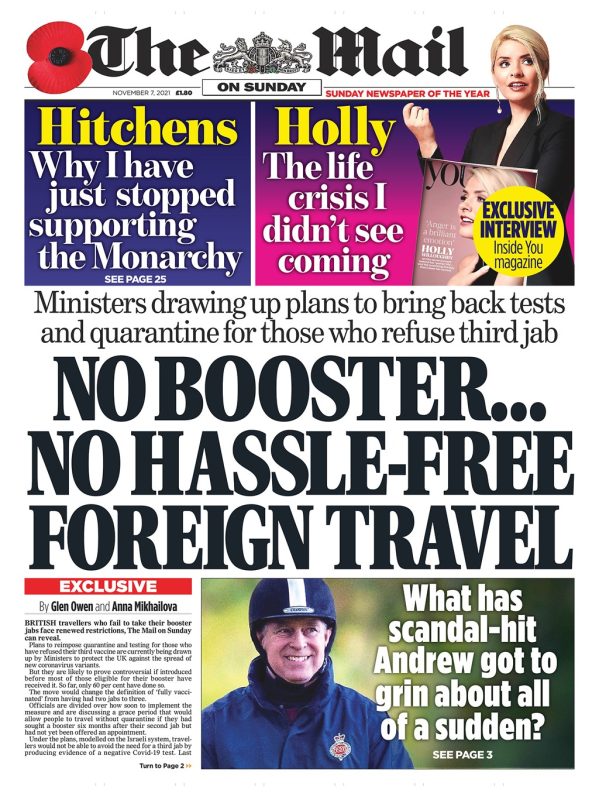 Sunday Papers - New Tory Sleaze & Travel nightmare for those refusing booster
