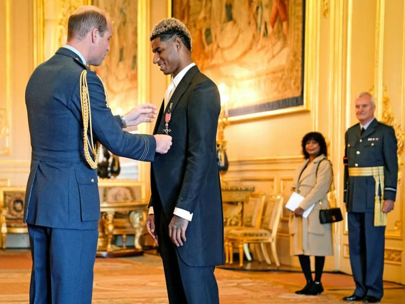 Marcus Rashford awarded MBE by Prince William after free school meals campaign