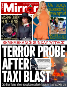 Daily Mirror – ‘Terror probe after taxi blast’