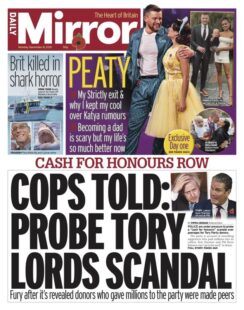 Daily Mirror – ‘Cops told to probe Tory Lords scandal’