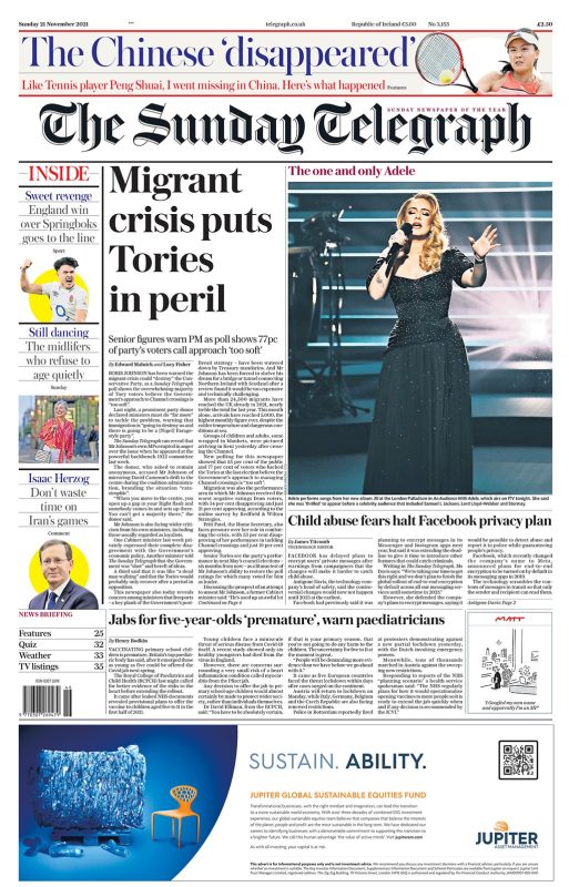 Sunday Papers - ‘Tories in Peril’ & ‘PM maskless AGAIN’