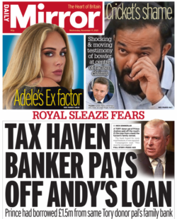 The Daily Mirror – ‘Tax haven banker’s pay off Andy’s loan’