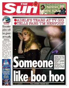 The Sun – ‘Adele’s tears: Someone like boo hoo’