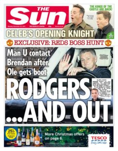 The Sun – ‘Man U contact Brendan after Ole gets the boot’