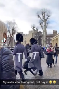 Soldier on Tower of London patrol appears to step on child’s foot