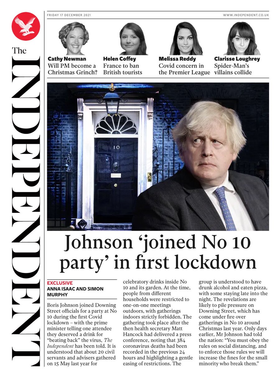 The Independent - ‘PM joined No 10 party in first lockdown’