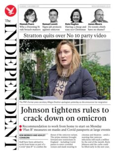 The Independent – ‘PM tightens rules to crack down on Omicron’