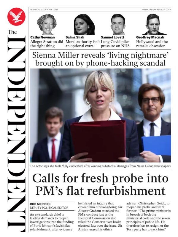 The Independent - ‘Calls for fresh probe into PM’s flat refurb’